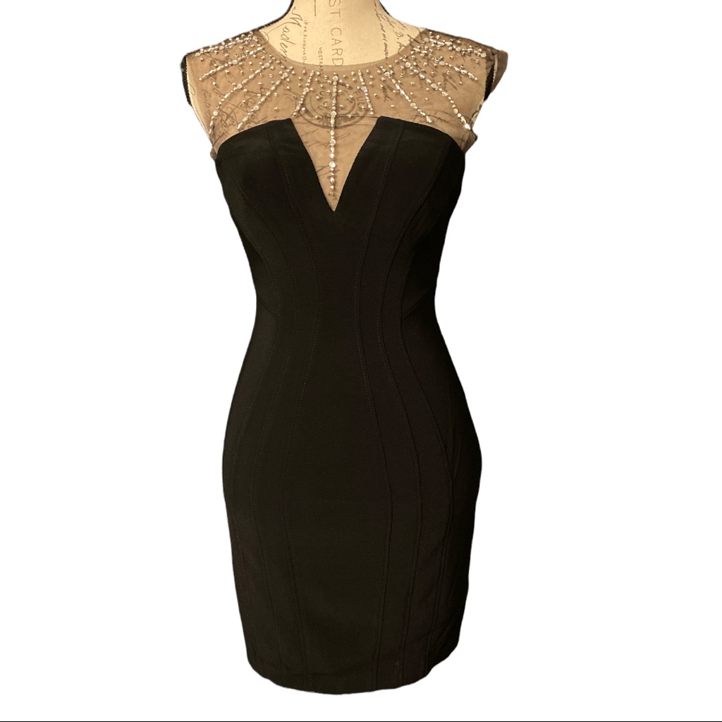 Avery Black Rhinestone Dress Size 2. Used Once. Dress Is In Perfect Condition